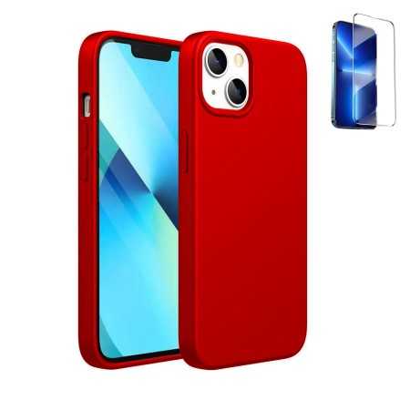 Funda Iphone 14 Plus (6.7) Roja Tpu Lisa Silicona Gel + Protector