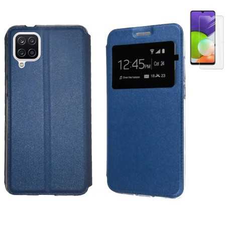 Funda Samsung Galaxy A22 4G Azul Libro Ventana + Protector