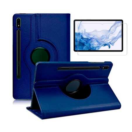 Funda Samsung Galaxy Tab S8 SM-X700 SM-X706 Azul Giratoria + Protector