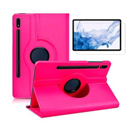 Funda Samsung Galaxy Tab S8 SM-X700 SM-X706 Rosa Giratoria + Protector