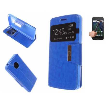 Funda Libro Ventana Azul Motorola Moto G5 5 + Protector
