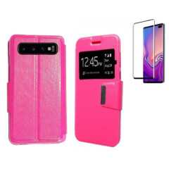 Funda Samsung Galaxy S10 Plus (6.4) Rosa Libro Ventana + Protector