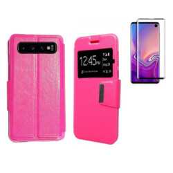 Funda Samsung Galaxy S10 (6.1) Rosa Libro Ventana + Protector