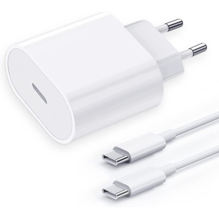 Cargador Rápido + Cable Lightning Compatible para iPhone iPad Apple 20W