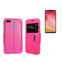 Funda Libro Ventana Rosa Xiaomi MI 8 Lite (6.26) + Protector