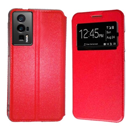 Funda Poco F5 Pro 5G (6.67) Roja Libro Ventana