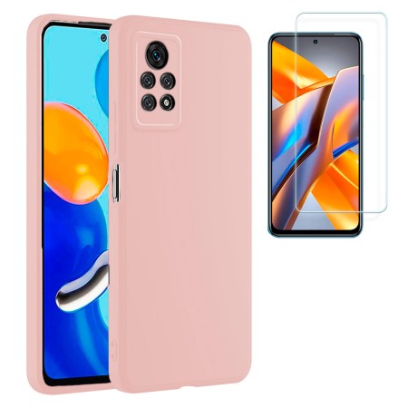 Funda Xiaomi Redmi Note 12 Pro 4G (6.67) Rosa Tpu Lisa Silicona Gel + Protector de Pantalla Cristal Templado 9H