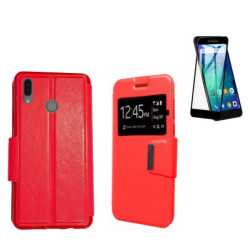 Funda Xiaomi Redmi Go (5) Roja Libro Ventana + Protector