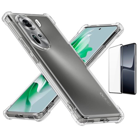 Funda Oppo Reno 11 - 11 Pro 5G (6.74) Reforzada Antichoques Antigolpes Tpu Lisa Silicona Gel + Protector 3D Curvado