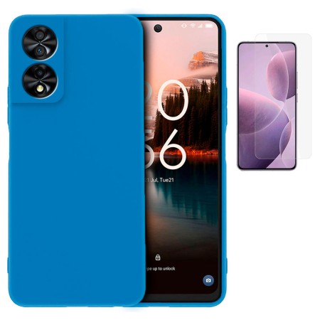 Funda TCL 40 NXTPAPER 4G (6.6) Azul Tpu Lisa Silicona Gel Tipo Original+ Protector de Pantalla Cristal Templado 9H