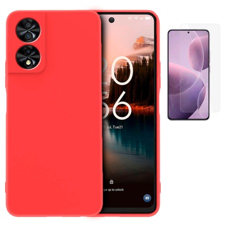 Funda TCL 40 NXTPAPER 4G (6.6) Roja Tpu Lisa Silicona Gel Tipo Original+ Protector de Pantalla Cristal Templado 9H