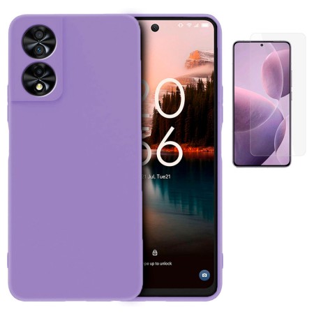 Funda TCL 40 NXTPAPER 4G (6.6) Morada Tpu Lisa Silicona Gel Tipo Original+ Protector de Pantalla Cristal Templado 9H