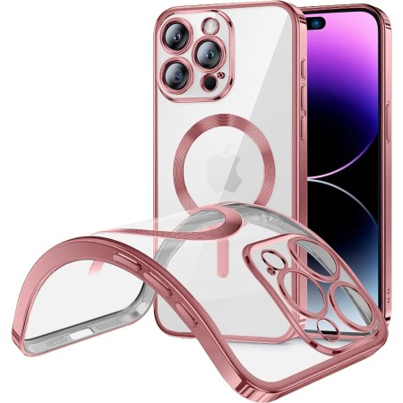 Funda Magnetica Para iPhone 11 Pro (5.8) Transparente - Rosa Compatible Magsafe