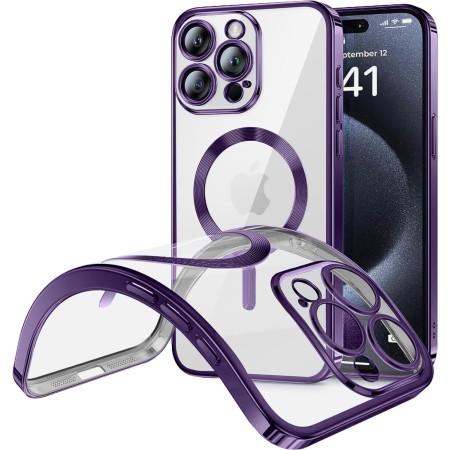 Funda Magnetica Para iPhone 11 Pro (5.8) Transparente - Morado Compatible Magsafe