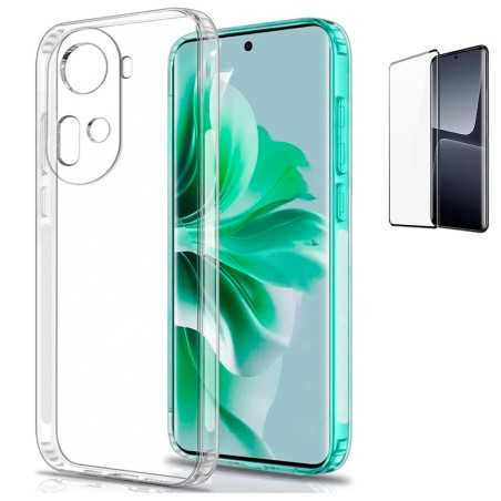 Funda Oppo Reno 11 5G (6.7) Transparente Tpu Lisa Silicona Gel Premium + Protector De Pantalla 3D Curvado