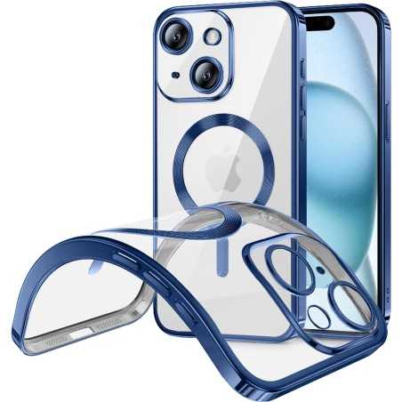 Funda Magnetica Para iPhone 15 (6.1) Transparente - Azul Compatible Magsafe