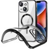 Funda Magnetica Para iPhone 15 (6.1) Transparente - Negro Compatible Magsafe