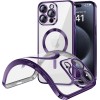 Funda Magnetica Para iPhone 15 Pro (6.1) Transparente - Morada Compatible Magsafe