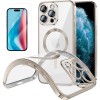 Funda Magnetica Para iPhone 15 Pro Max (6.7) Transparente - Plata Compatible Magsafe + Protector de Pantalla Cristal Templado 9H