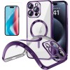 Funda Magnetica Para iPhone 14 Pro (6.1) Morado Compatible Magsafe + Protector de Pantalla Cristal Templado 9H