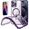 Funda Magnetica Para iPhone 14 Pro Max (6.7) Morado Compatible Magsafe + Protector de Pantalla Cristal Templado 9H