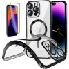 Funda Magnetica Para iPhone 14 Pro Max (6.7) Negro Compatible Magsafe + Protector de Pantalla Cristal Templado Completo 5D