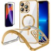 Funda Magnetica Para iPhone 14 Pro Max (6.7) Dorado Compatible Magsafe + Protector de Pantalla Cristal Templado Completo 5D