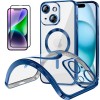 Funda Magnetica Para iPhone 13 (6.1) Azul Compatible Magsafe + Protector de Pantalla Cristal Templado Completo 5D