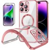 Funda Magnetica Para iPhone 13 Pro (6.1) Rosa Compatible Magsafe + Protector de Pantalla Cristal Templado Completo 5D