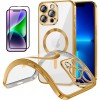 Funda Magnetica Para iPhone 13 Pro Max (6.7) Dorado Compatible Magsafe + Protector de Pantalla Cristal Templado Completo 5D