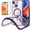 Funda Magnetica Para iPhone 12 Mini (5.4) Morado Compatible Magsafe + Protector de Pantalla Cristal Templado Completo 5D