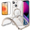 Funda Magnetica Para iPhone 12 Mini (5.4) Plata Compatible Magsafe + Protector de Pantalla Cristal Templado Completo 5D