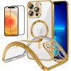 Funda Magnetica Para iPhone 12 Pro (6.1) Dorado Compatible Magsafe + Protector de Pantalla Cristal Templado Completo 5D