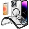 Funda Magnetica Para iPhone 12 Pro Max (6.7) Negro Compatible Magsafe + Protector de Pantalla Cristal Templado 9H