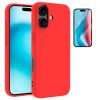 Funda Para iPhone 16 (6.1) Rojo Tpu Lisa Silicona Gel Premium + Protector de Pantalla Cristal Templado 9H