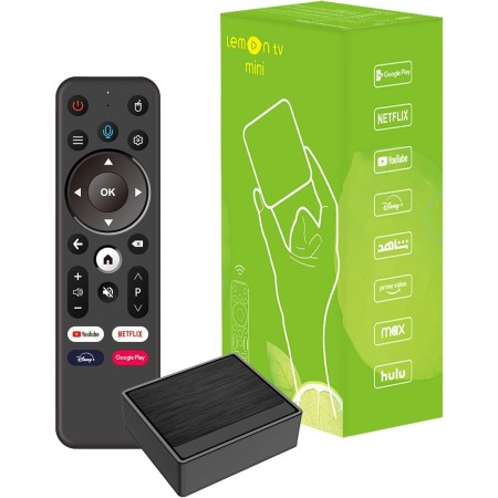 Lemon TV Mini Android TV Box, Android 12.0 TV Box, 2GB RAM 16GB ROM, H618/2.4G/5G Dual WiFi, BT5.4 Quad Core 4K Ultra HD