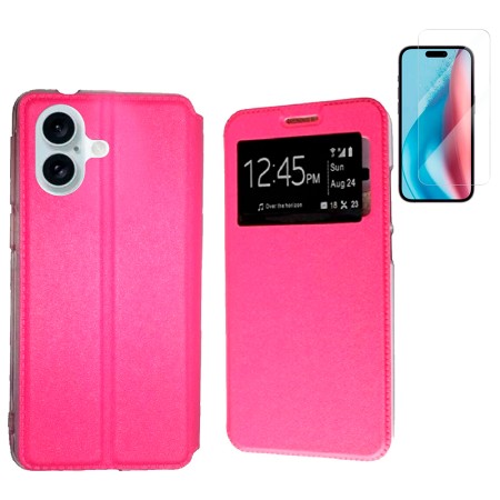 Funda Para iPhone 16 Plus (6.7) Rosa Libro Ventana + Protector de Pantalla Cristal templado 9H