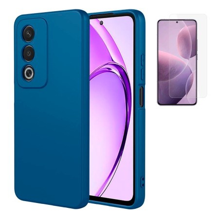 Funda Oppo A80 5G (6.67) Azul Tpu Lisa Silicona Gel Premium + Protector de Pantalla Cristal Templado 9H