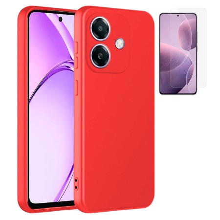 Funda Oppo A40 4G (6.67) Rojo Tpu Lisa Silicona Gel Premium + Protector de Pantalla Cristal Templado 9H