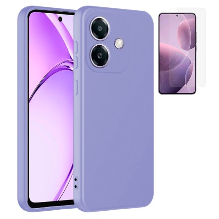 Funda Oppo A40 4G (6.67) Morado Tpu Lisa Silicona Gel Premium + Protector de Pantalla Cristal Templado 9H