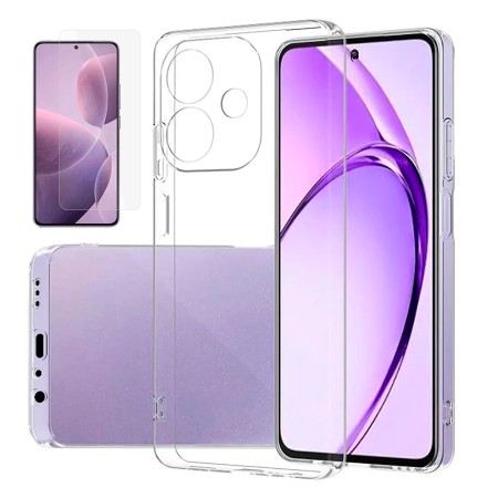 Funda Oppo A40 4G (6.67) Transparente Tpu Lisa Silicona Gel Premium + Protector de Pantalla Cristal Templado 9H