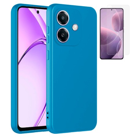 Funda Oppo A60 5G (6.67) Azul Tpu Lisa Silicona Gel Premium + Protector de Pantalla Cristal Templado 9H