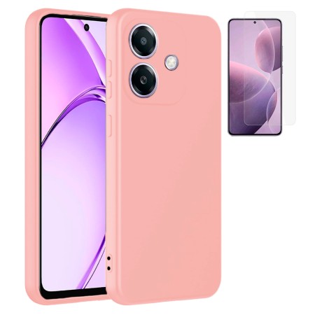 Funda Oppo A60 5G (6.67) Rosa Tpu Lisa Silicona Gel Premium + Protector de Pantalla Cristal Templado 9H