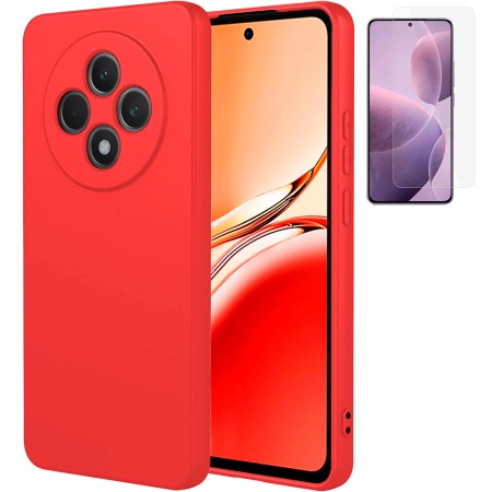 Funda Oppo Reno 12F (6.67) Rojo Tpu Lisa Silicona Gel Premium + Protector de Pantalla Cristal Templado 9H