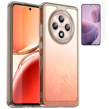 Funda Oppo Reno 12F (6.67) Transparente Tpu Lisa Silicona Gel Premium + Protector de Pantalla Cristal Templado 9H