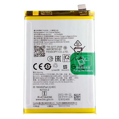 Bateria BLP911 Para Oppo Realme 9i - 9 Pro - V25 - Reno 8 Pro 5000 mAh