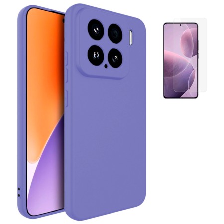 Funda Xiaomi Mi 15 5G (6.36) Morado Tpu Lisa Silicona Gel + Protector de Pantalla Cristal Templado 9H