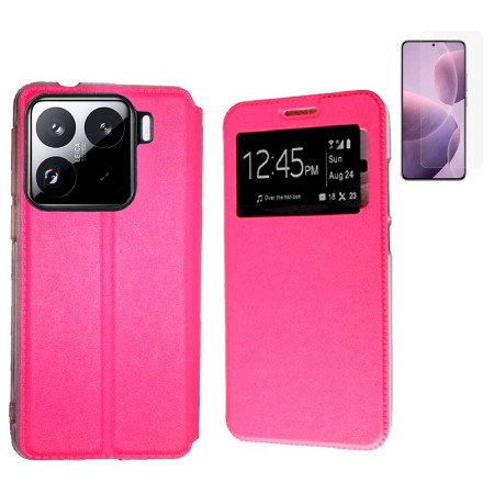 Funda Xiaomi Mi 15 5G (6.36) Rosa Libro Ventana + Protector de Pantalla Cristal templado 9H