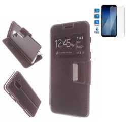 Funda Libro Ventana Negra Samsung Galaxy A6 2018 Plus (6) + Protector