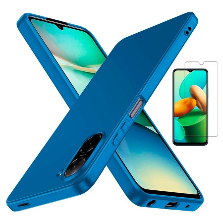 Funda Xiaomi Redmi A5 4G (6.88) Azul Tpu Lisa Silicona Gel Premium + Protector de Pantalla Cristal Templado 9H